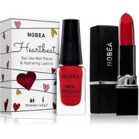 NOBEA Heartbeat sada lak na nechty a hydratačný rúž Festive Red odtieň