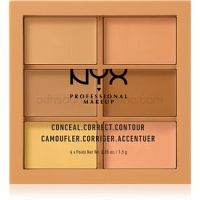 NYX Professional Makeup Conceal. Correct. Contour korekčná a kontúrovacia paletka odtieň 02 Medium 6 x 1,5 g