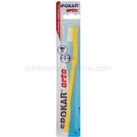 Spokar Orto zubná kefka pre nositeľov fixného strojčeka medium Yellow