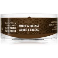 Woodwick Amber & Incense votívna sviečka 31 g s dreveným knotom
