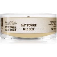 Woodwick Baby Powder votívna sviečka 31 g s dreveným knotom 