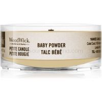 Woodwick Baby Powder votívna sviečka 31 g s dreveným knotom