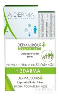 A-DERMA DERMALIBOUR+BARRIER CREME (Akcia) ochranný krém 50 ml + reparačný krém 15 ml () 1x1 set