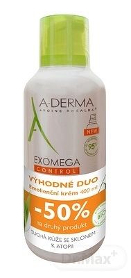 A-DERMA Exomega CONTROL Emolienčný krém DUO Zľava 1×400ml+400ml, krém na suchú až atopickú pokožku pre deti aj dospelých