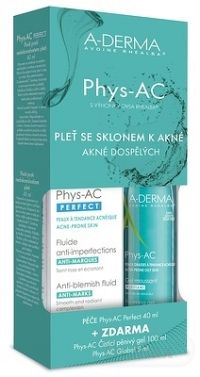 A-DERMA PHYS-AC PERFECT (Akcia) fluid proti nedokonalostiam pleti 40 ml + Zadarmo Čistiaci penivý gél 100 ml + vz.5 ml, 1x1 set