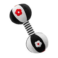 Akuku Plyšová hračka s hrkálkou Činka čierno/biela 17 x 7 cm