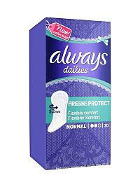 Always Dailies Normal Fresh & Protect Intímky 30 ks, Priedušné, Flexibilné A Pohodlné S Absorpčným Jadrom 1×1ks, vložky