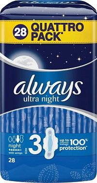 Always QUATTRO Ultra Night 28 kusov
