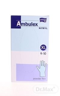 Ambulex rukavice NITRYLOVÉ 1×100 ks, veľ. XL, modré, nesterilné, nepúdrované