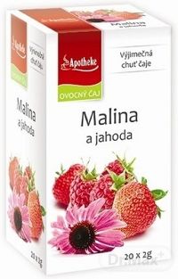 APOTHEKE PREMIER SELECTION ČAJ MALINA A JAHODA 20×2 g, v nálevových vreckách