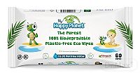 AQUAINT HAPPY PLANET vlhčené obrúsky 100% bio odbúrateľné, bez parfému a alkoholu 1x60 ks
