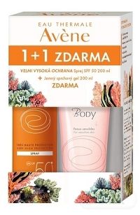 AVENE SPRAY SPF50+ (1+1 ) sprej veľmi vysoká ochrana 200 ml + BODY GEL DOUCHE DOUCEUR 200 ml, 1x1 set