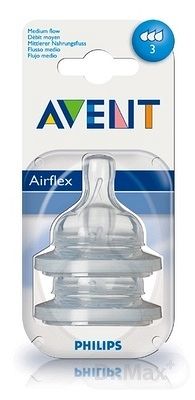 AVENT CUMLÍK na fľašu Klasik 3 otvory 3M+, stredný prietok, silikónový, mäkký, 1x2 ks