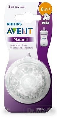 AVENT Cumlík na fľašu Natural č.4 1×2 ks, silikónový cumlík na fľašu