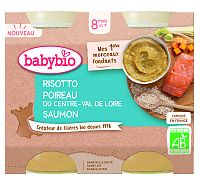 BABYBIO bio rizoto s pórom, maslovou tekvicou a lososom