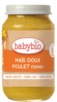 BABYBIO bio sladká kukurica s farmárskym kuracím mäsom