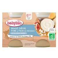 BABYBIO Brassé z kozieho mlieka hruška figa 2x130 g