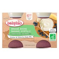 BABYBIO Brassé z ovseného mlieka banán čučoriedka 2x130 g