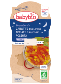 Babybio Good Night mrkva s paradajkovým pyré sladkú kukuricou a polentou 2 x 200 g