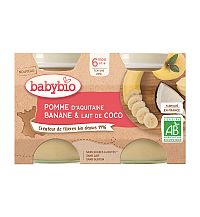 BABYBIO Jablko banán s kokosovým mliekom (2x 130 g) - ovocný príkrm
