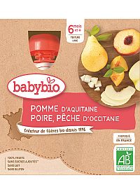 BABYBIO Kapsička jablko, hruška, broskyňa (4x 90 g)