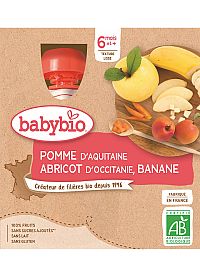 Babybio Kapsička jablko marhuľa banán 4 x 90 g