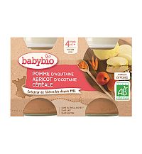 BABYBIO Príkrm jablko, marhuľa, cereálie (2x 130 g)