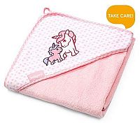 BABYONO Osuška s kapucňou Bamboo 100 x 100 cm - ružová 1×1 ks