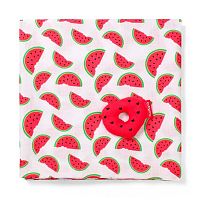 BABYONO Plienka bambusová zavinovacia 120 x 120 cm + hrkálka melón 1×1 plienka ;1×1 hrkálka