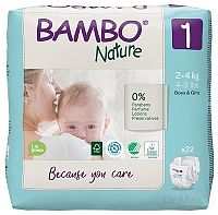 BAMBO 1 (2-4 kg) 1x22 ks, detské plienky priedušné, savosť 500 ml