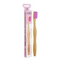 Bambusová kefka na zuby s ružovými štetinami pre dospelých NORDICS