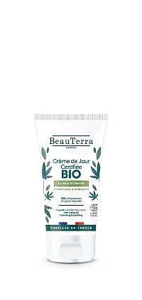 Beauterra Organic Day Cream Aloe Vera&Hemp 1×50 ml, hydratačný krém na citlivú pleť a vlasy