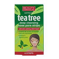 BEAUTY FORMULAS tea tree Čistiace pásky na nos 1×6 ks, čistiace pásky na nos