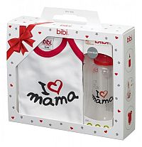 bibi Baby Set I LOVE MAMA 1ks detské body + 1ks dojčenská fľaša