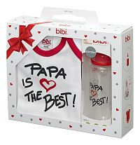 bibi Baby Set PAPA IS THE BEST 1ks detské body + 1ks dojčenská fľaša