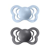 BIBS Couture ortodontické cumlíky zo silikónu iron/baby blue 1×2ks - veľkost 1