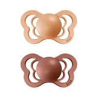 BIBS Couture ortodontické cumlíky zo silikónu peach/woodchuck 1×2ks - veľkost 2