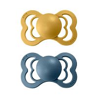 BIBS Supreme cumlíky zo silikónu mustard/petrol 1×2ks - veľkosť 1