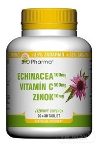 Bio Pharma Echinacea Vitamín C Zinok 120 tabliet