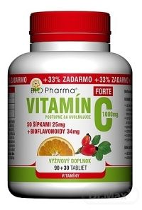 BIO Pharma Vitamín C so šípkami 1000mg Forte 120 tabliet