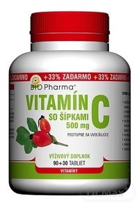 BIO Pharma Vitamín C so šípkami 500 mg 1×120 tbl, 90+30 zadarmo
