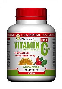BIO Pharma Vitamín C so šípkami 500 mg tbl 90+30 (33% ZADARMO) (120 ks)