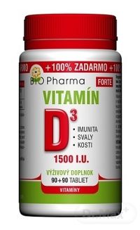 BIO Pharma Vitamín D3 FORTE 1×180 cps, výživový doplnok