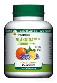 BIO Pharma Vláknina 600 mg, Chróm 200 µg 120 tbl, 90+30 tbl zadarmo