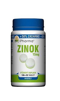BIO Pharma Zinok 15 mg tbl 100+50 (50% ZADARMO) (150 ks)