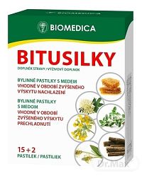 Biomedica Bitusilky bylinné pastilky s medom 1×17 ks, doplnok výživy