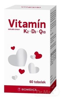 BIOMEDICA Vitamín K2+D3+Q10 1×60 cps, výživový doplnok