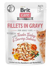 Brit Kapsička Care Cat Fillets In Gravy turkey & Savory Salmon 85g 1×85 g