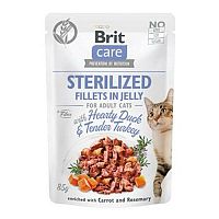 Brit Kapsička Care Cat Sterilized Fillets In Jelly With Hearty Duck & Tender Turkey 85g 1×85 g