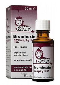 BROMHEXIN 12 KVAPKY KM gtt por (liek.skl.hnedá+kvapkadlo) 1x30 ml